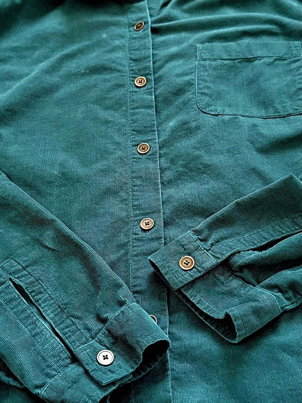J. Jill - Relaxed Fine-Wale Corduroy Tunic Shirt - S - Forest Green